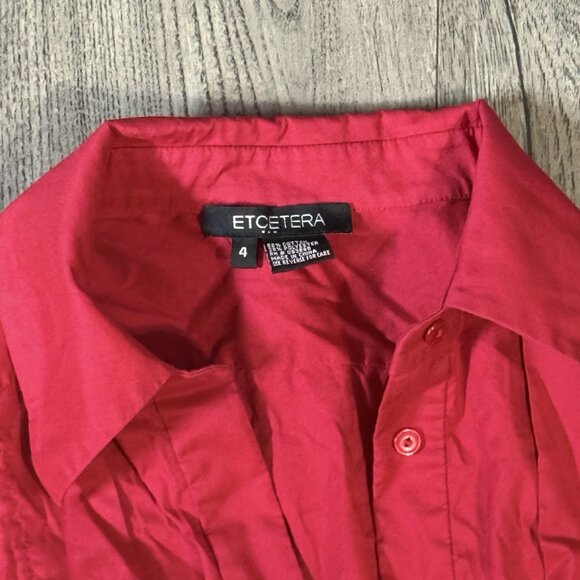 Ecetera Women’s Jacket Button Up Dress Long Sleeve Red Size 4 - Picture 2 of 3